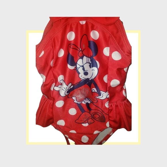 DISNEY Store SWIMSUIT for GIRLS - MINNIE MOUSE one piece RED BOW 3 - Picture 3 of 6
